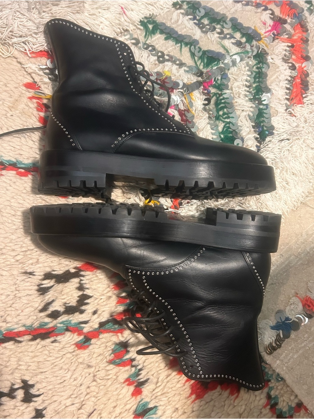 ALAIA!!! NWOT Micro Eyelet Leather Lace Up Boots ALAIA!!